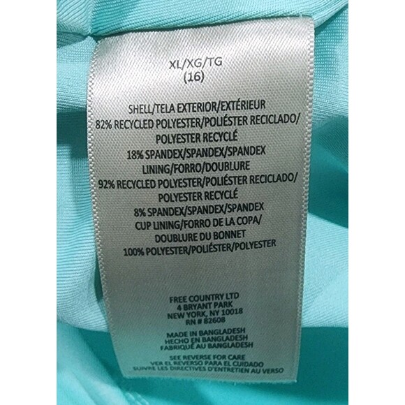 Free Country Women's Seaside Petals Full Side Shirring Tankini Top Sizes XLARGE - Picture 10 of 13